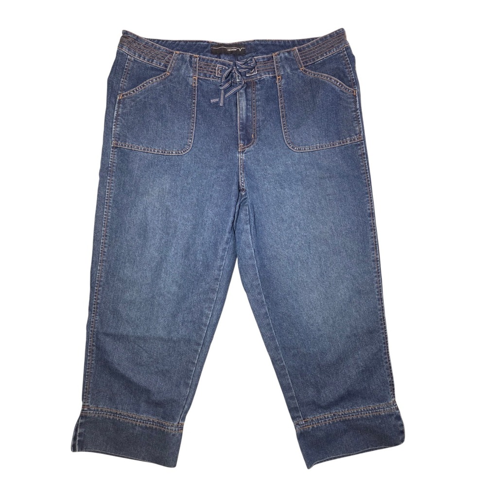Venezia Jeans Medium Wash‎ Cropped High Rise W Patch Pockets Size 18 (40x24.5)
